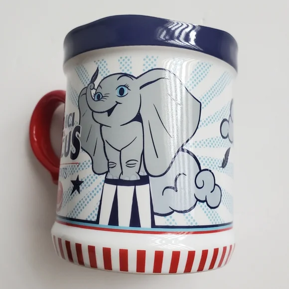 Disney Dumbo Flying Elephant Mug X Large Red White & Blue Medici Bros. Circus - Picture 6 of 6